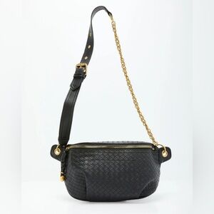 VICI Black Woven Leather Belt Bag
